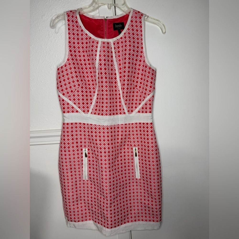 Laundry By Shelli Segal Red and White Mini Dress size 6
